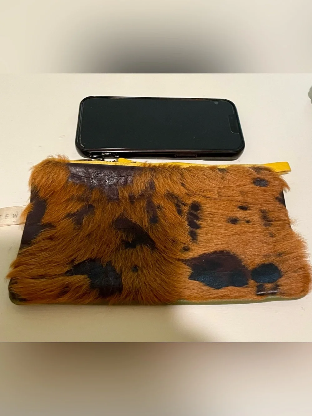 Handmade Genuine Cowhide Hair-On-Hide Leather Wristlet Pouch Clutch